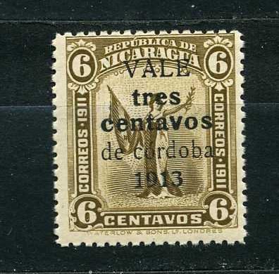 Никарагуа. Символ свободы. Флаг. Надпечатка. 1913.**