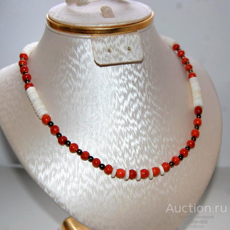 Колье винтажное из белых и красных кораллов, Зуни Zuni , США