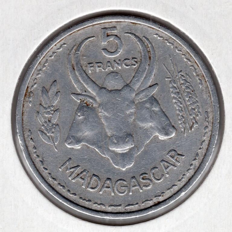 5 франков - Мадагаскар - 1953 - KM#5