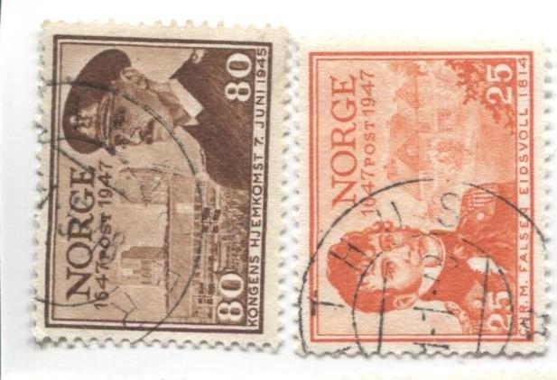 1947 Норвегия.300 лет Норвежской почте 3м.гаш