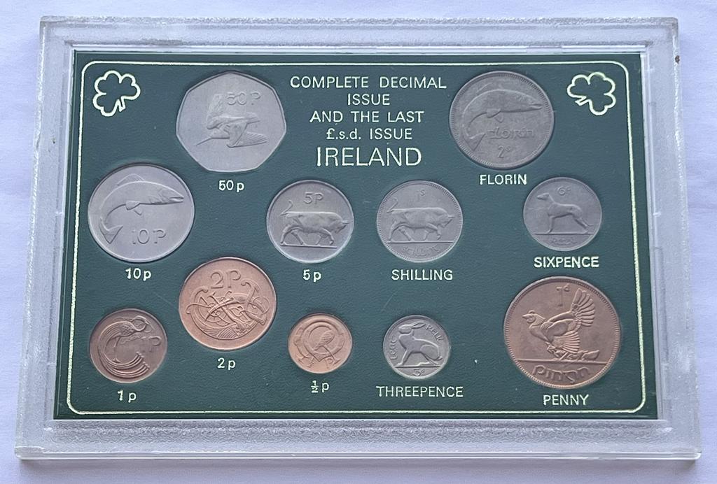 ИРЛАНДИЯ НАБОР 11 МОНЕТ 1965-1977 ГОД КОРОБКА AU-UNC