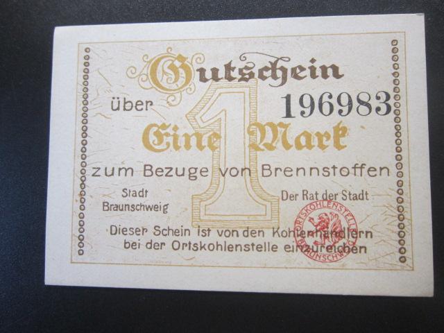 ГЕРМАНИЯ НОТГЕЛЬД    1  МАРКА      BRAUNSCHWEIG