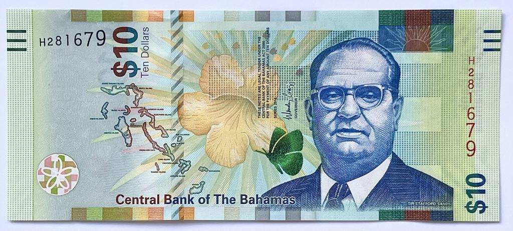 БАГАМСКИЕ ОСТРОВА БАГАМЫ 10 ДОЛЛАРОВ 2016 ГОД UNC