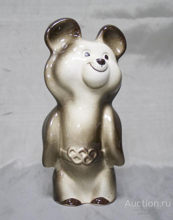 Статуэтка Олимпийский мишка, Пермь, трещина на дне, 1980 г, высота 20 см  (15)