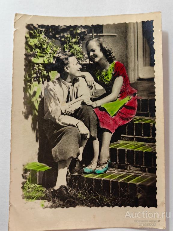 Открытка фото фотокарточка Пара Любовь подписана 1949 год