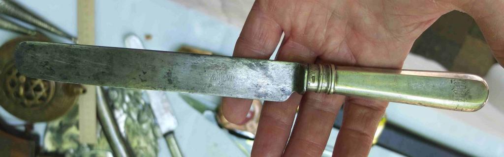 серебряный нож Придворная фабрика Варыпаева, серебро 84 проба, царская Россия