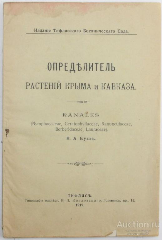 Книга Определитель растений Крыма и Кавказа / Н.А Буш, 1919 г.