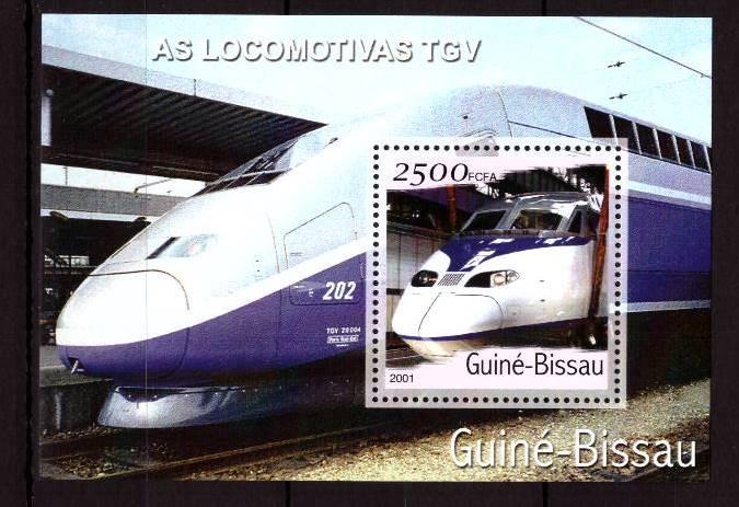 Гвинея-Биссау, 2001. (0106) Локомотивы TGV (блок)