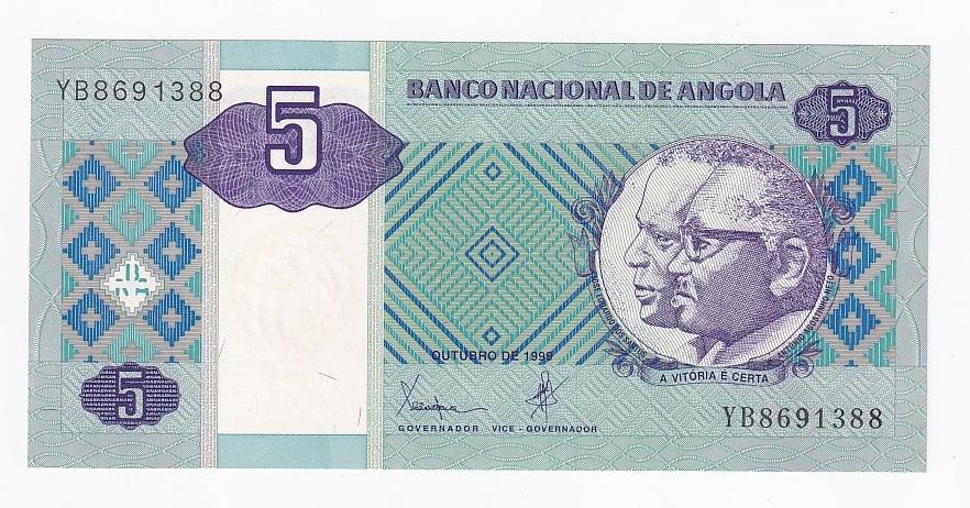 Ангола Банкнота 5 кванза 1999 год YB8691388 UNC (42266)