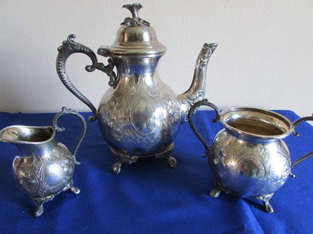 Красивый набор для кофе, Англия, серебрение 925пр.