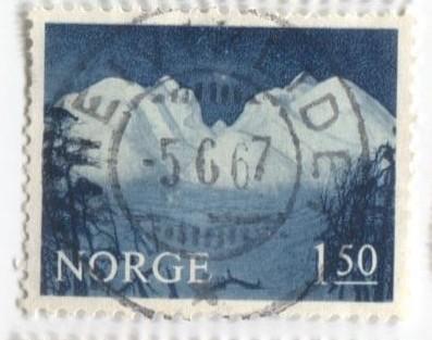 1965 Норвегия.Горный ландшафт. Картина Н.Солберга 1м.гаш
