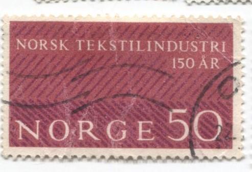 1963 Норвегия.150 лет Норвежской текстильной промышленности 1м.гаш