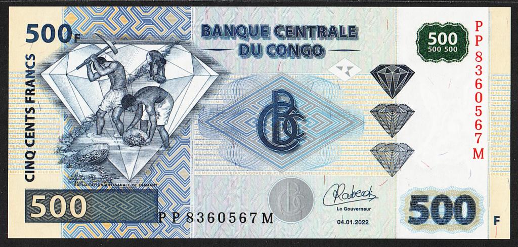 Конго. 500 франков. 2022г. UNC. Пресс. В1-4772