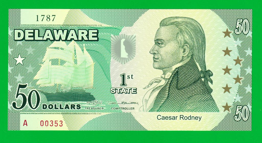 США 50 долларов 2014  ШТ. ДЕЛАВЭР     00* (ВИРТ - SUV) UNC