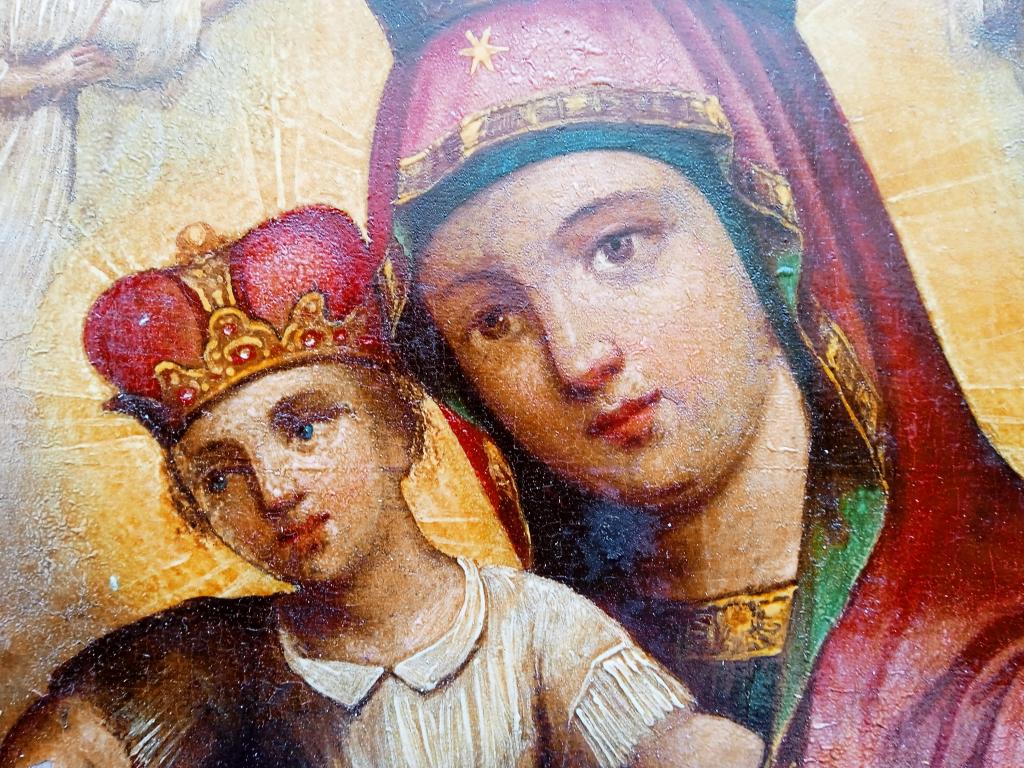 ОСЛЕПИТЕЛЬНАЯ БОЖЬЯ МАТЕРЬ ДOСТОЙНО ЕСТЬ , МИЛУЮЩАЯ, АФОН ! ИКОНА 19 ВЕКА ! КРАСИВЕЙШАЯ !!! РЕДКОСТЬ
