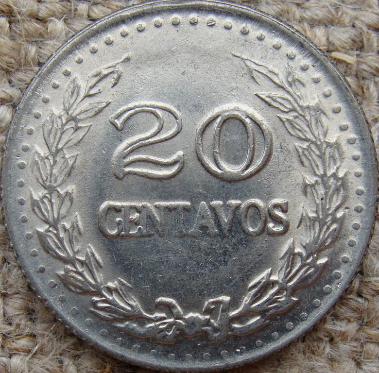 Колумбия 20 сентаво 1974 год