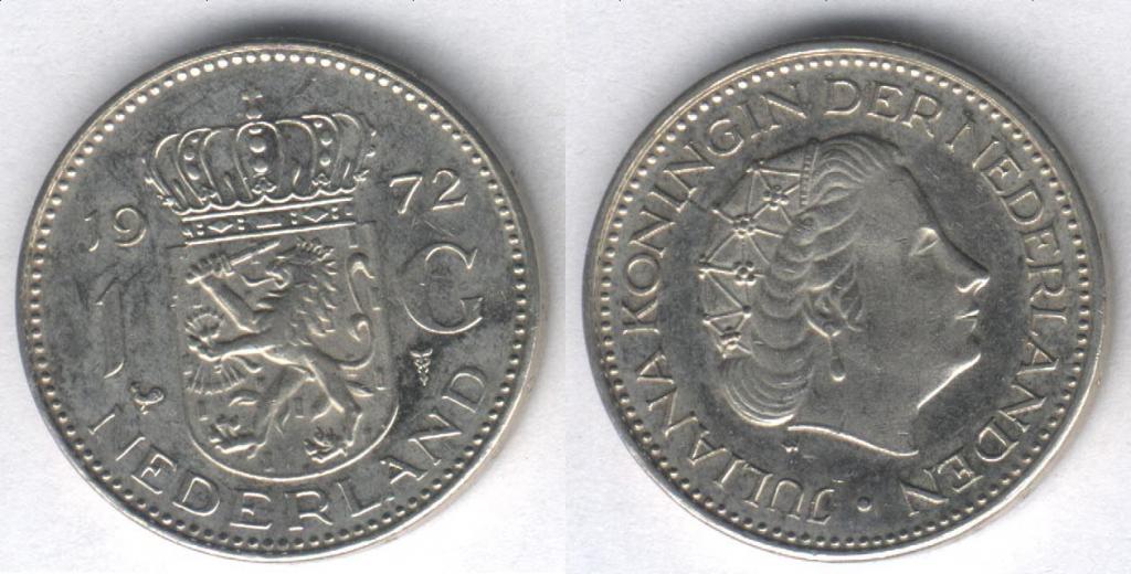 Монета Нидерланды 1 гульден 1972 г. XF