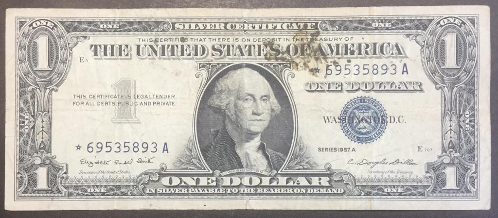 1 доллар 1957 год * 69535893 А США замещение серия 1957 А