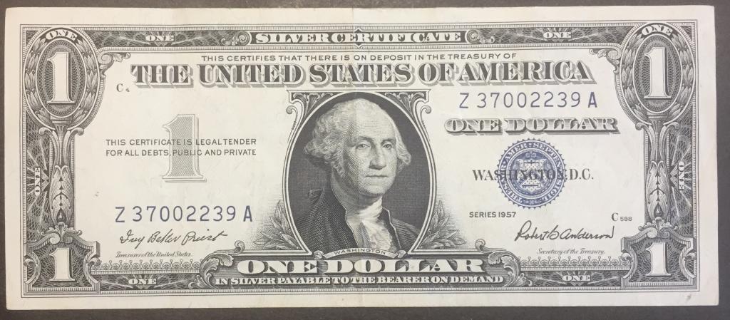 1 доллар 1957 год Z 37002239 А США серия 1957