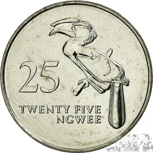 Монета 25 нгве 1992 г., Замбия