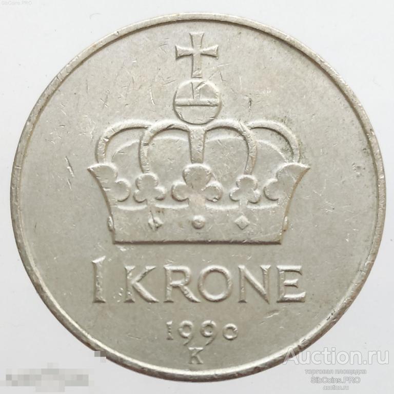 Норвегия 1 крона, 1990