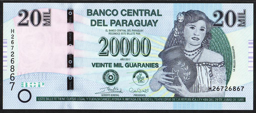 Парагвай. 20000 гуарани. 2017г. UNC. ПРЕСС. В1-4751