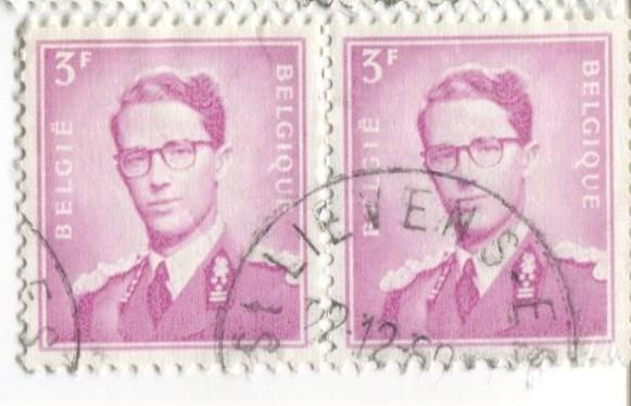 1958 Бельгия.Стандарт.Король Бодуэн 1. 3фр 1м.гаш пара