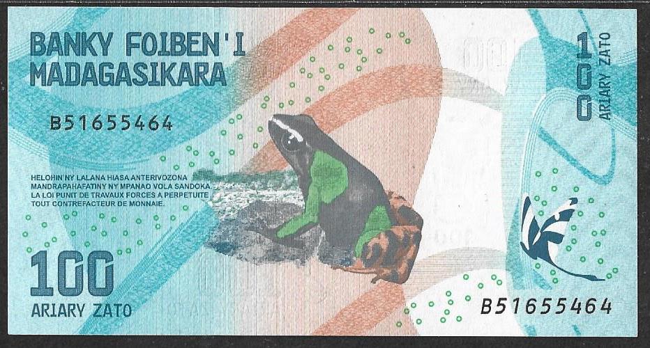 Мадагаскар. 100 ариари. 2017г. UNC. ПРЕСС. В1-4111