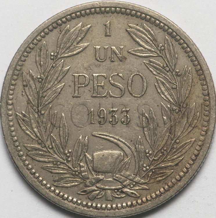 Чили 1 песо 1933 Кондор VF 69611