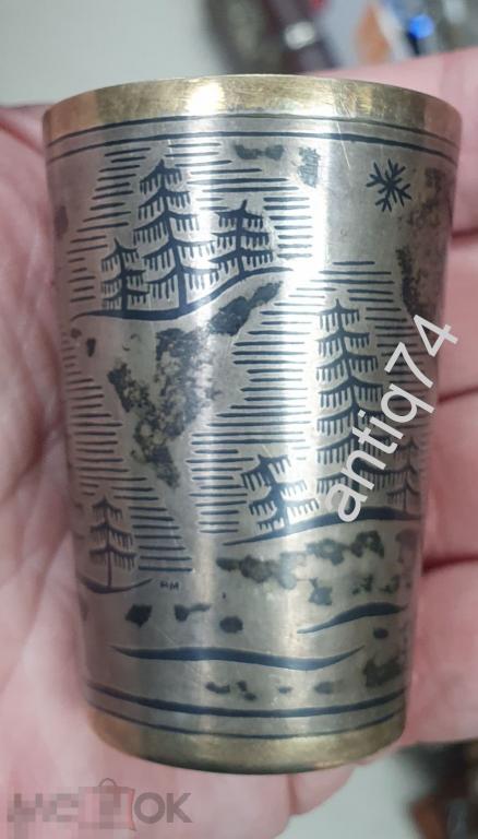 Стопка. Серебро, северная чернь. 875пр. (Ч -П1122)