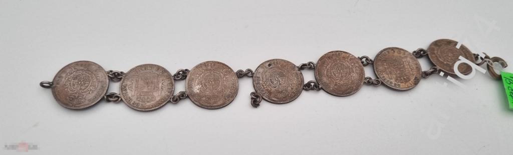 Браслет из серебряных монет 50 centimos. 1904, 1926гг.  (В20894)