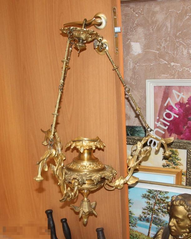 Шикарная люстра, лампа. Бронза, золочение.  (В)