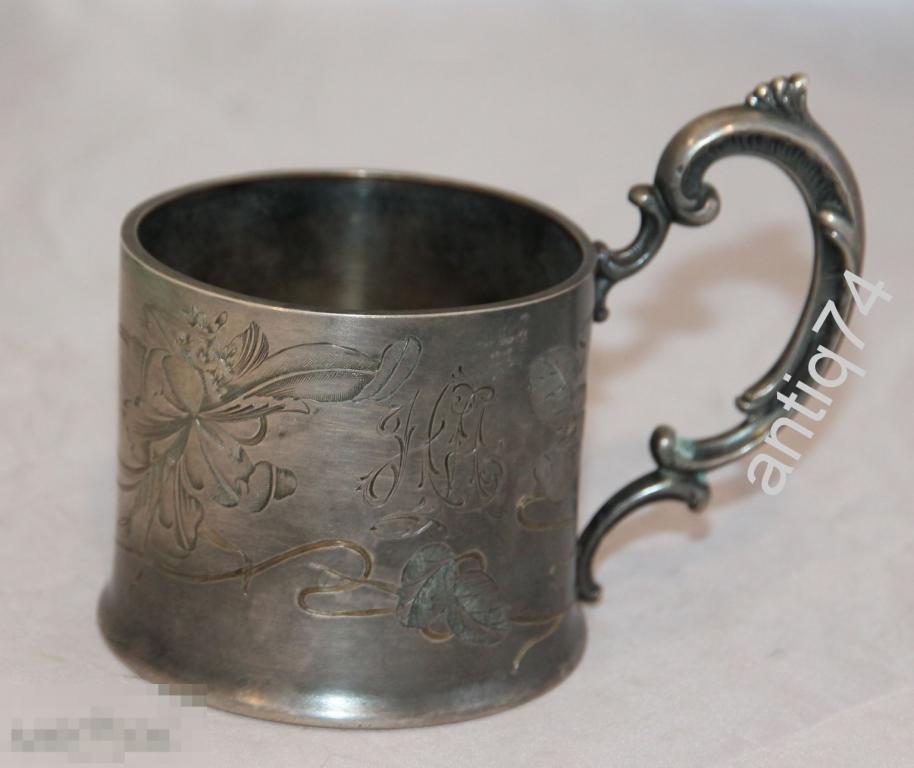 Красивый тяжелый подстаканник. Серебро, 84 проба (13843)