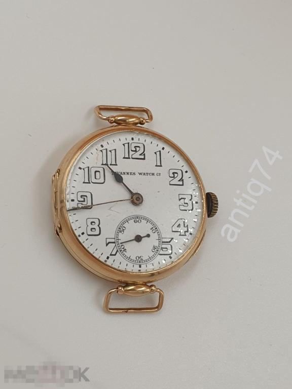 Ранние наручные, мужские часы Tavannes Watch. Золото, 56 проба. На ходу!  (В19954)