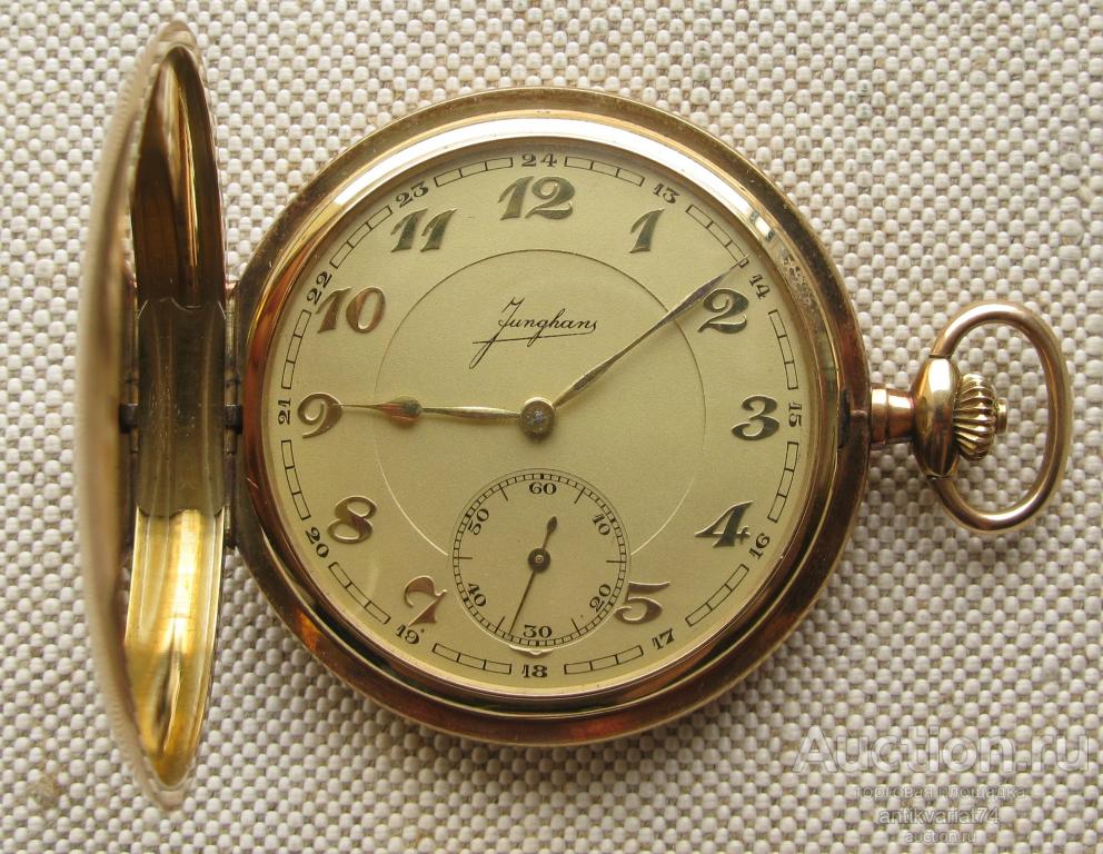 Карманные часы, золото 585 проба, Junghans, 51мм, 73.6 грамма.