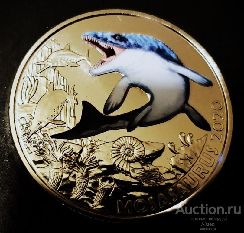 Австрия 3 евро 2020 Мозазавр Гофмана Супер динозавры Тираж-65т.BU UC# 252
