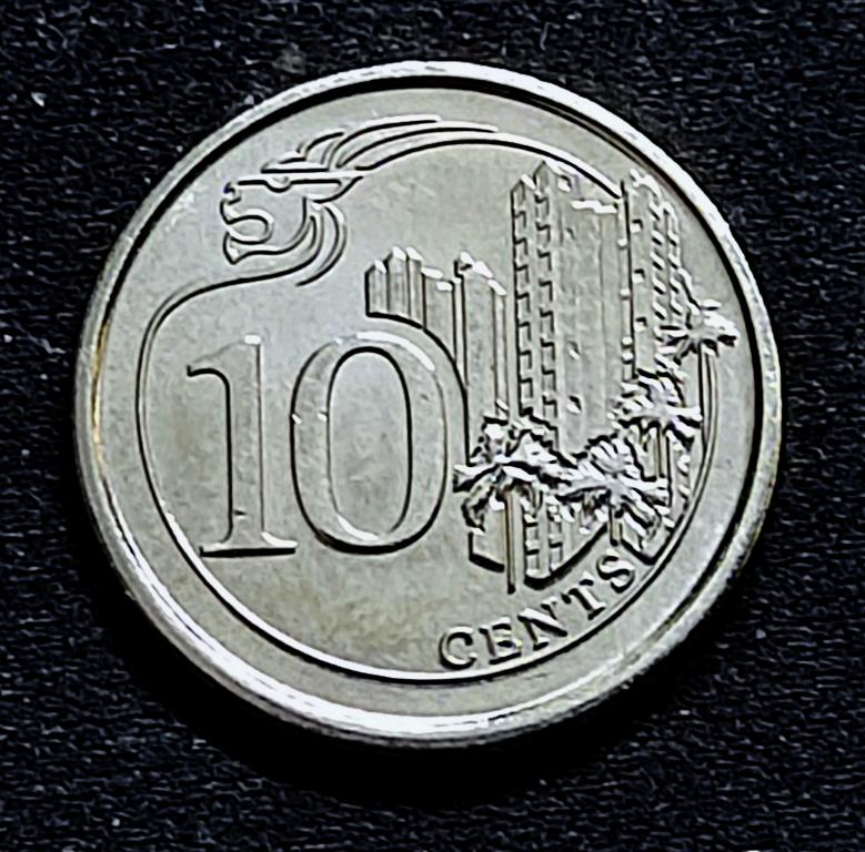 Сингапур 10 центов 2013 год. из оборота