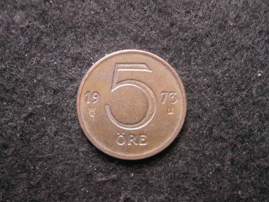 Швеция 5 эре, 1973 XF+, короны (№ 772, 6.25)
