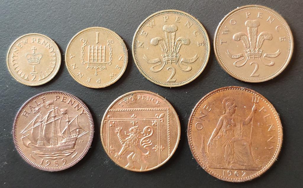 Монеты Великобритании, набор 7шт
