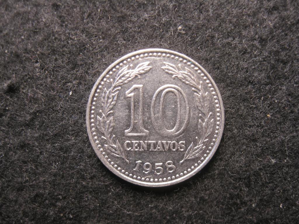 Аргентина 10 сентаво, 1958 XF+, флора, женщина во фригийском колпаке (6.25)