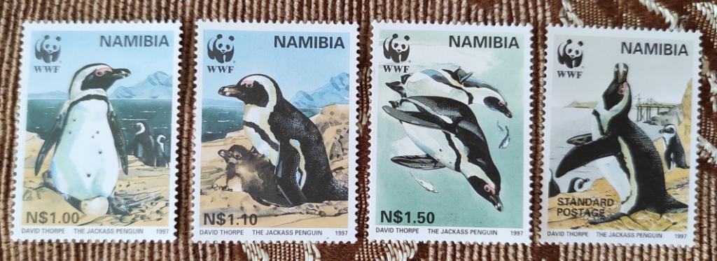 WWF, Намибия, 1997г., пингвины на 4 марках**.