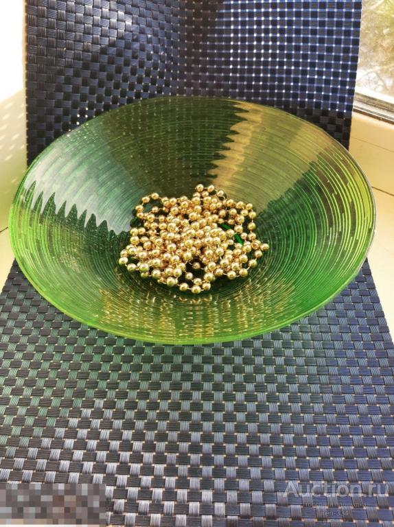 Винтажная Ваза КОНФЕТНИЦА Фруктовница Салатница Зелёное Стекло  334