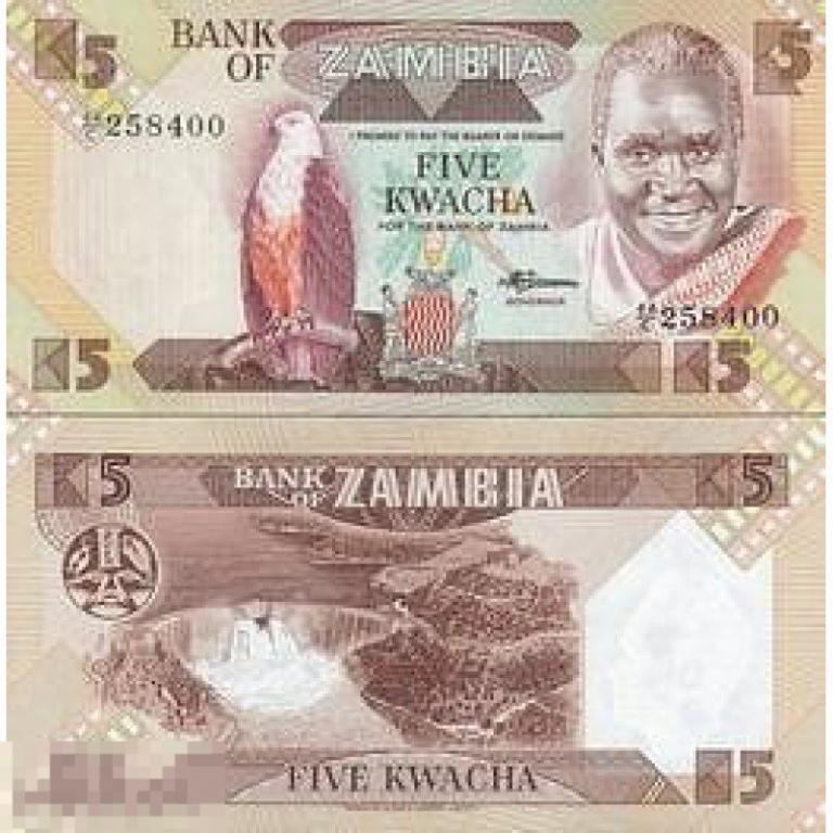 2.151 Замбия 5 Квача 1980 - 1988 UNC