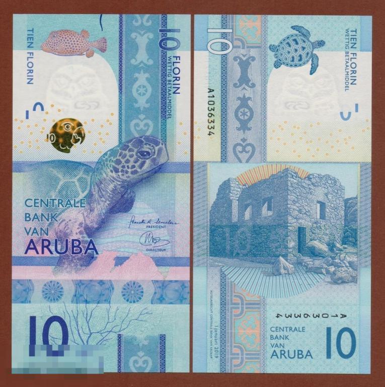6.221 Аруба - 10 флоринов 2019 Черепаха UNC