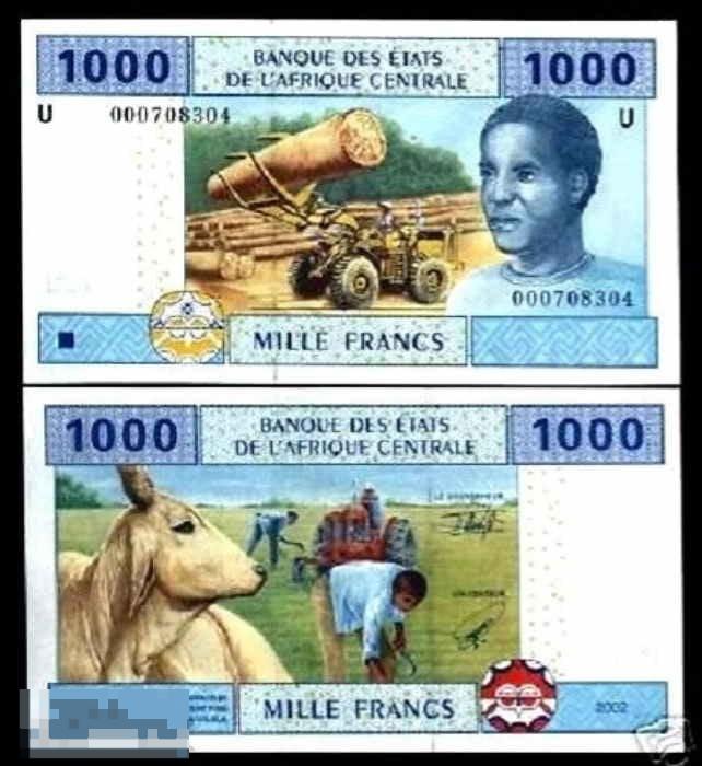 5.288 Центральная Африка 1000 франков 2002 литера U Камерун UNC