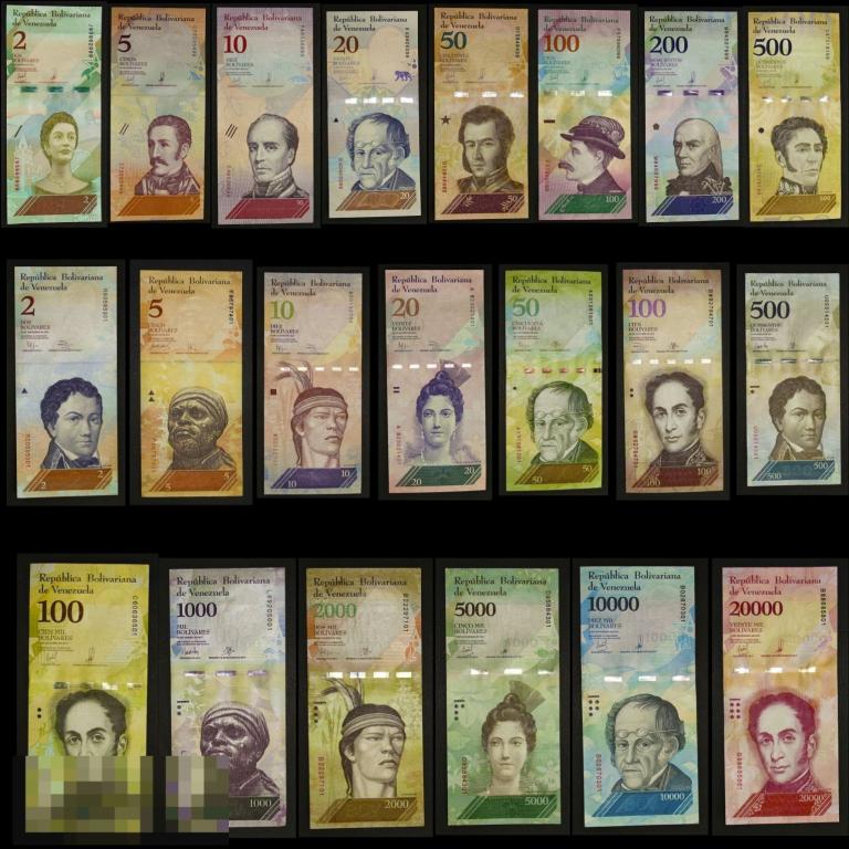 Венесуэла полный набор 21 банкнота 2008-2018 UNC
