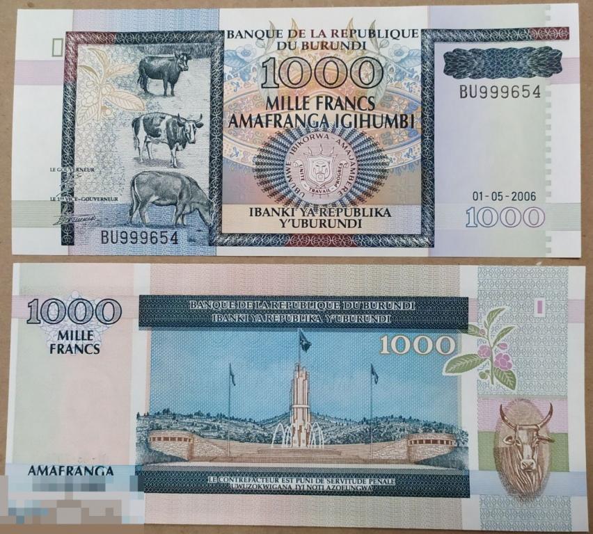 2.228 Бурунди 1000 Франков 2006 UNC