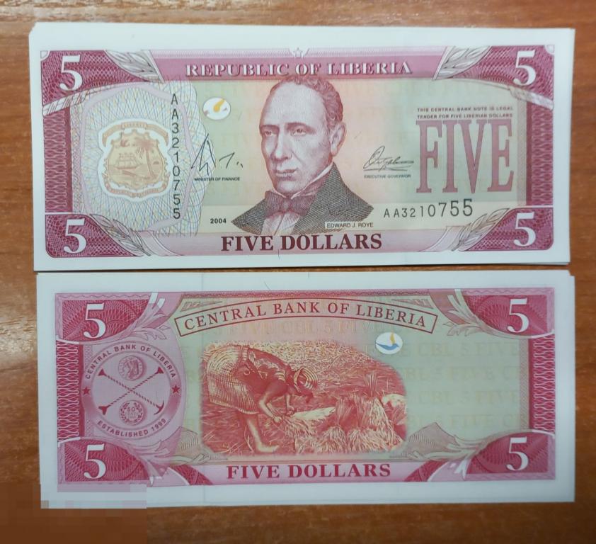2.7 Либерия 5 долларов 2004 год верный UNC