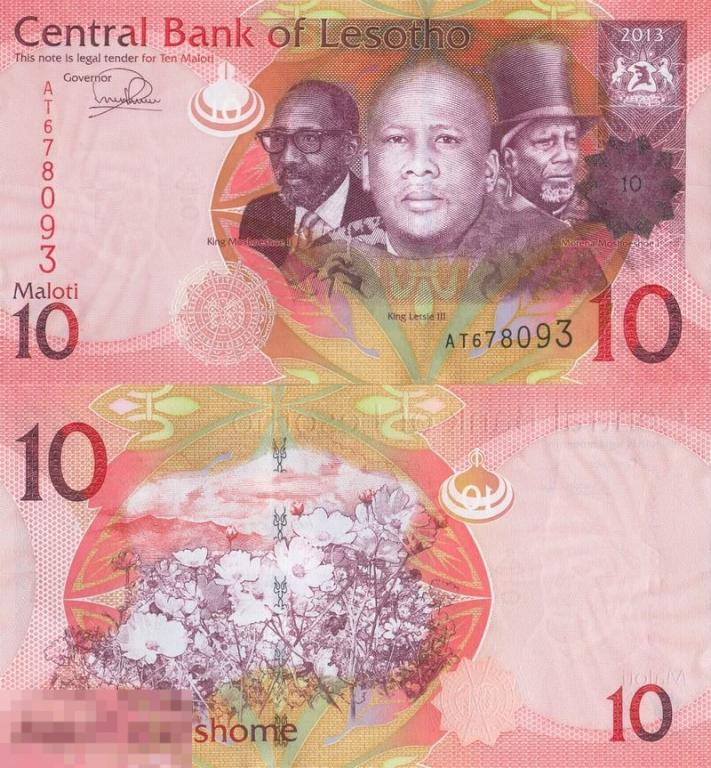 3.147 Лесото 10 малоти 2013  год и подпись верные UNC