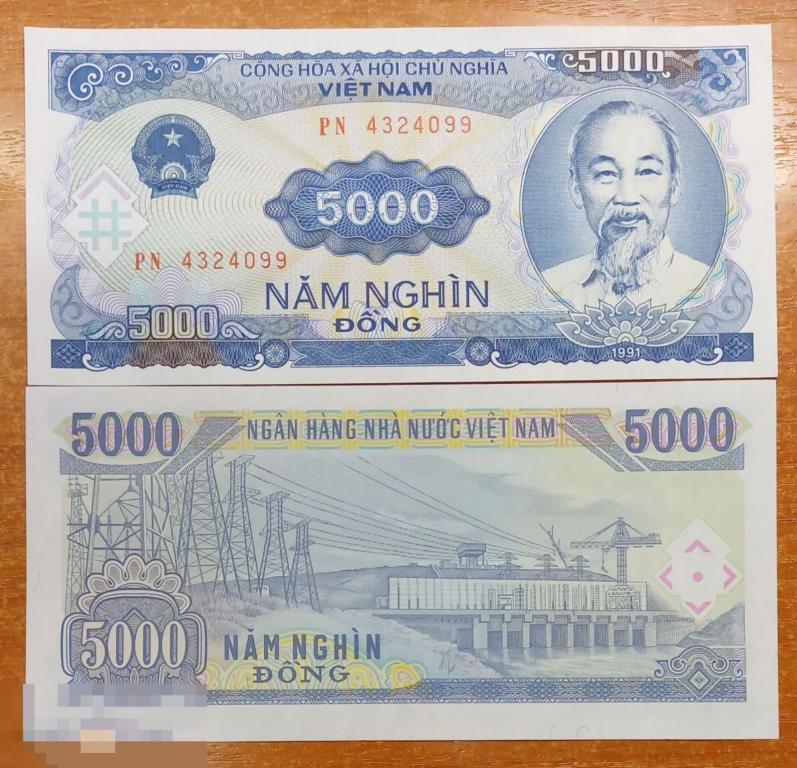 Банкнота Вьетнам 5000 донгов  1991 UNC